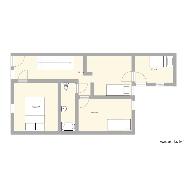 Segundo piso nuevo. Plan de 4 pièces et 60 m2