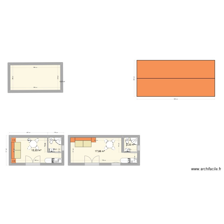 extention. Plan de 4 pièces et 51 m2