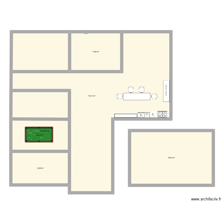 1er paln maison. Plan de 5 pièces et 200 m2