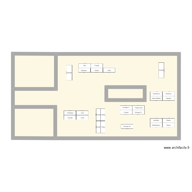 Réagencement plateau NW Avant. Plan de 4 pièces et 78 m2