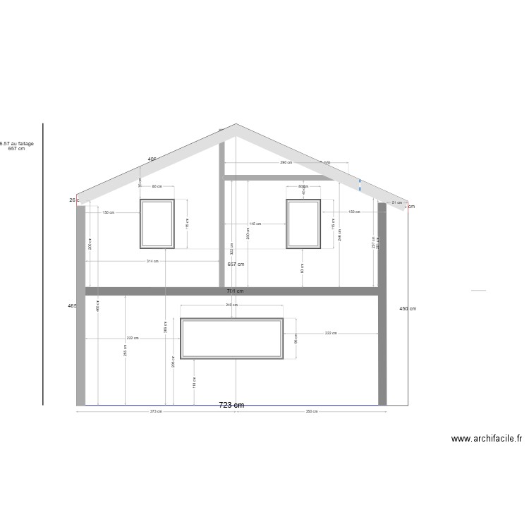 plan de coupe avec cloison étage . Plan de 0 pièce et 0 m2