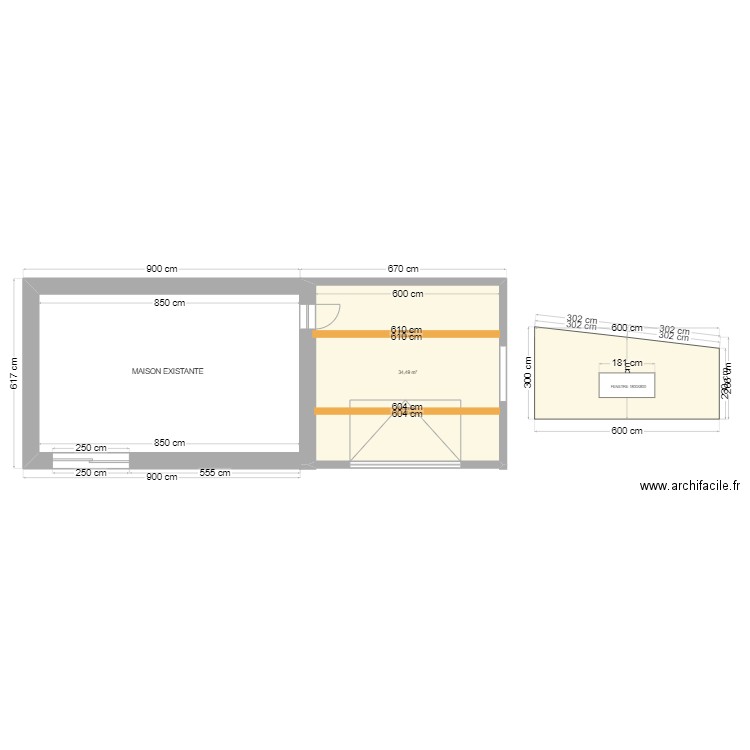 GARAGE . Plan de 1 pièce et 34 m2