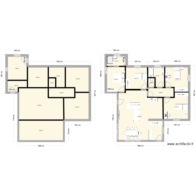 Maison. Plan de 19 pièces et 215 m2