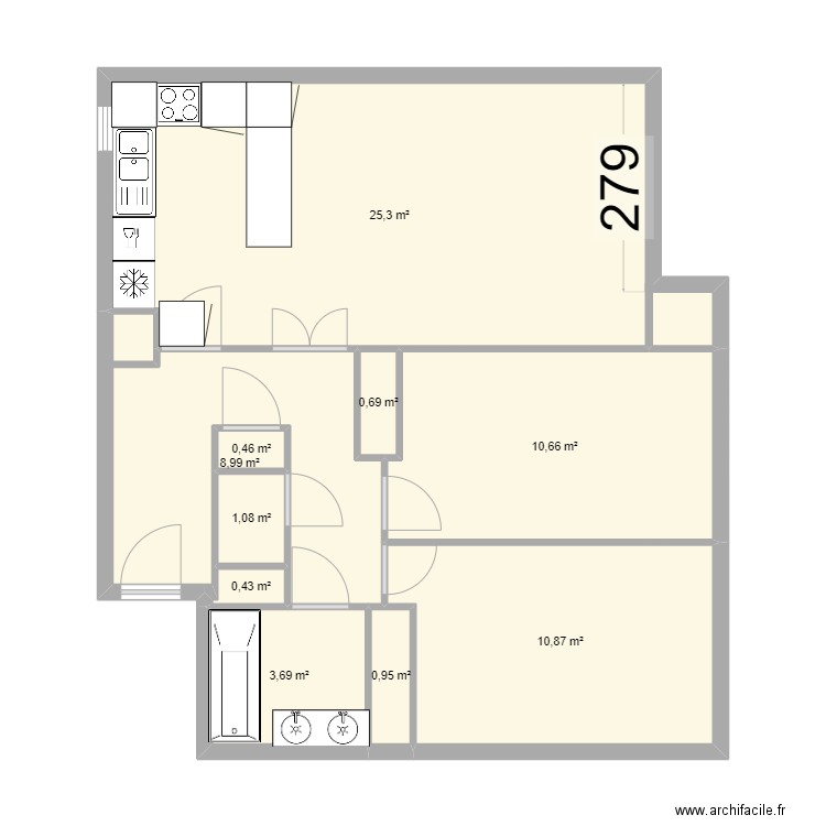 apparte sartrouville. Plan de 10 pièces et 63 m2