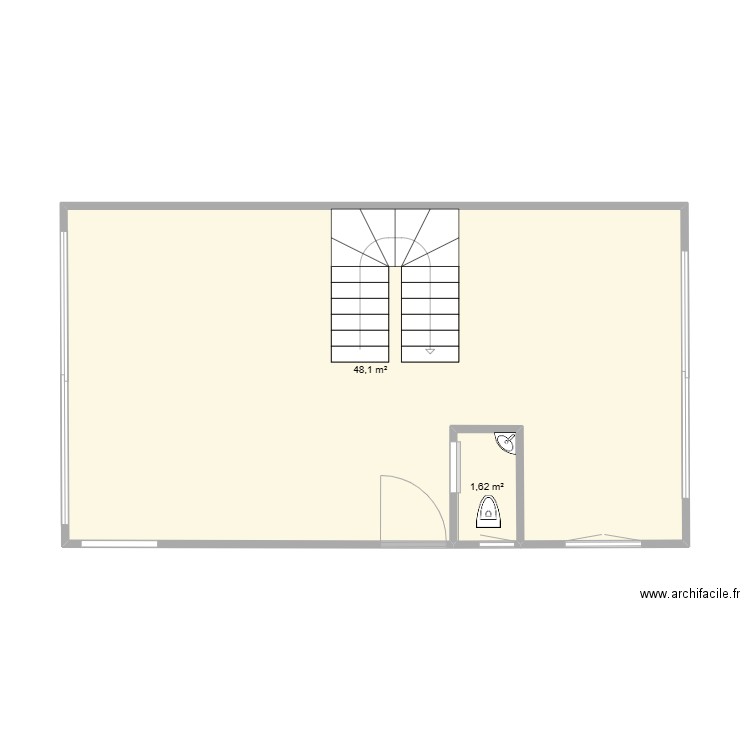 EXTENSION RDC. Plan de 2 pièces et 50 m2