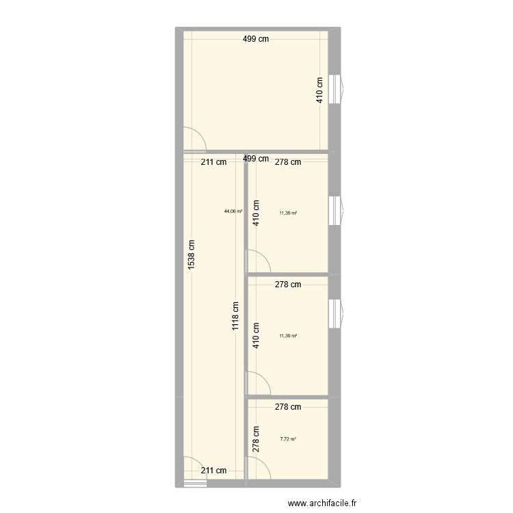 autoconstruction. Plan de 4 pièces et 54 m2