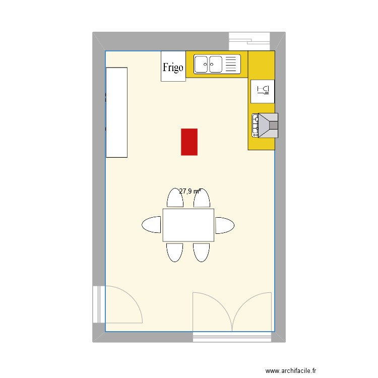 salle 3. Plan de 1 pièce et 28 m2