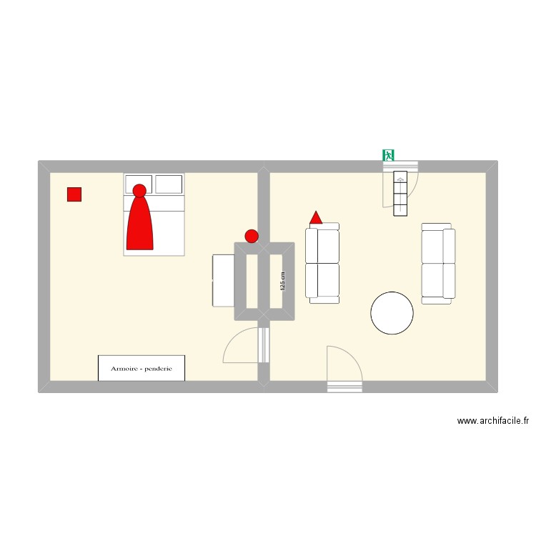 scène1. Plan de 4 pièces et 45 m2