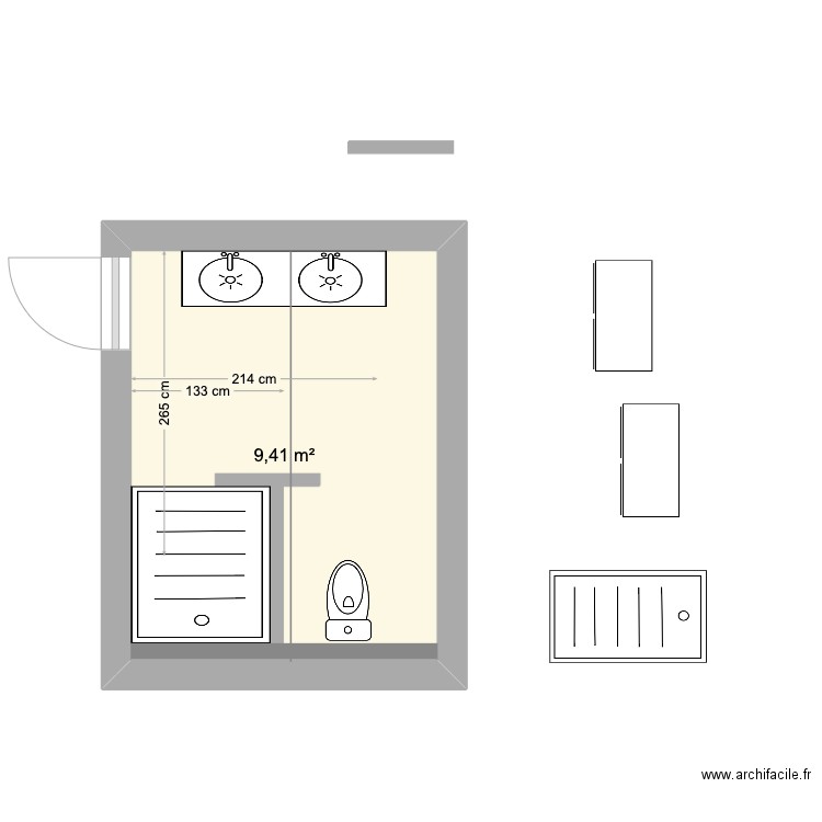 salle de bain 2. Plan de 1 pièce et 9 m2