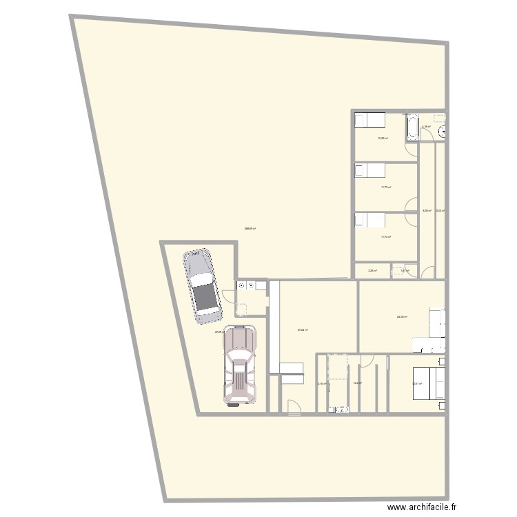 projet 1. Plan de 15 pièces et 560 m2