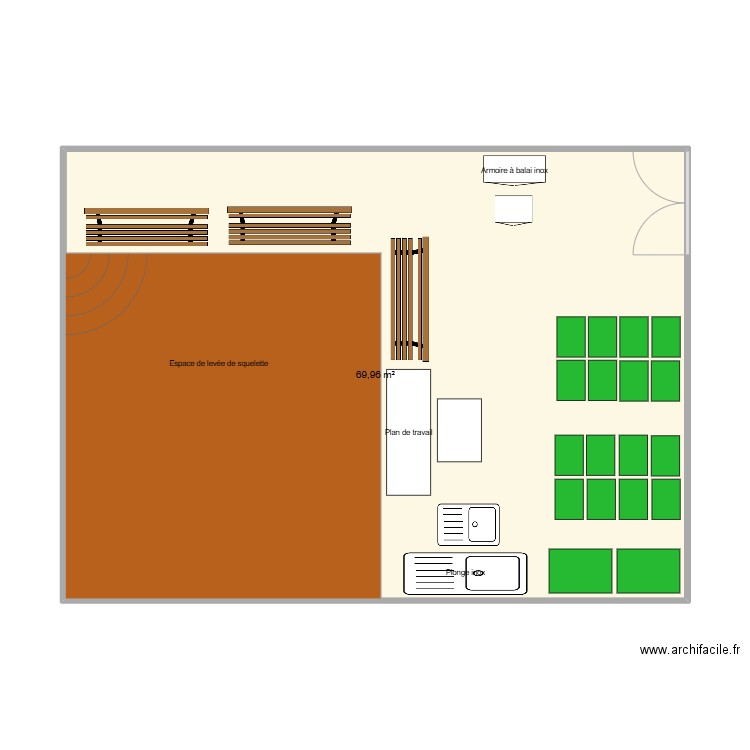 Terrasse version 2025. Plan de 1 pièce et 70 m2