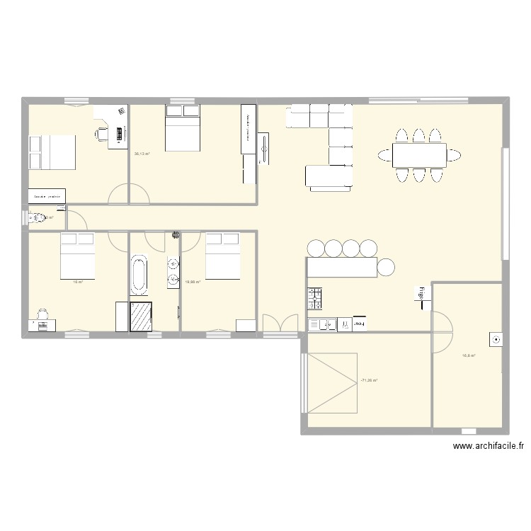 projet finale. Plan de 6 pièces et 109 m2