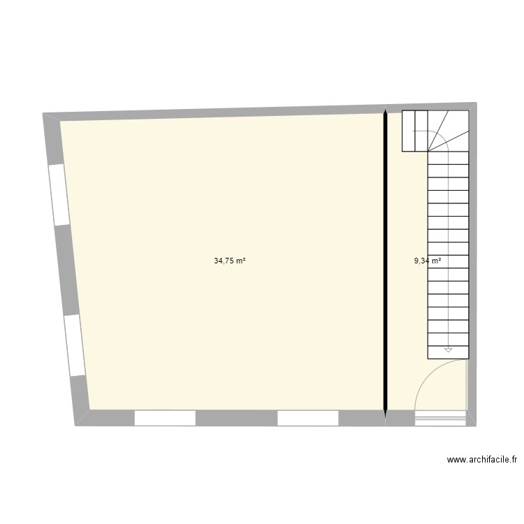 Bir2. Plan de 2 pièces et 44 m2