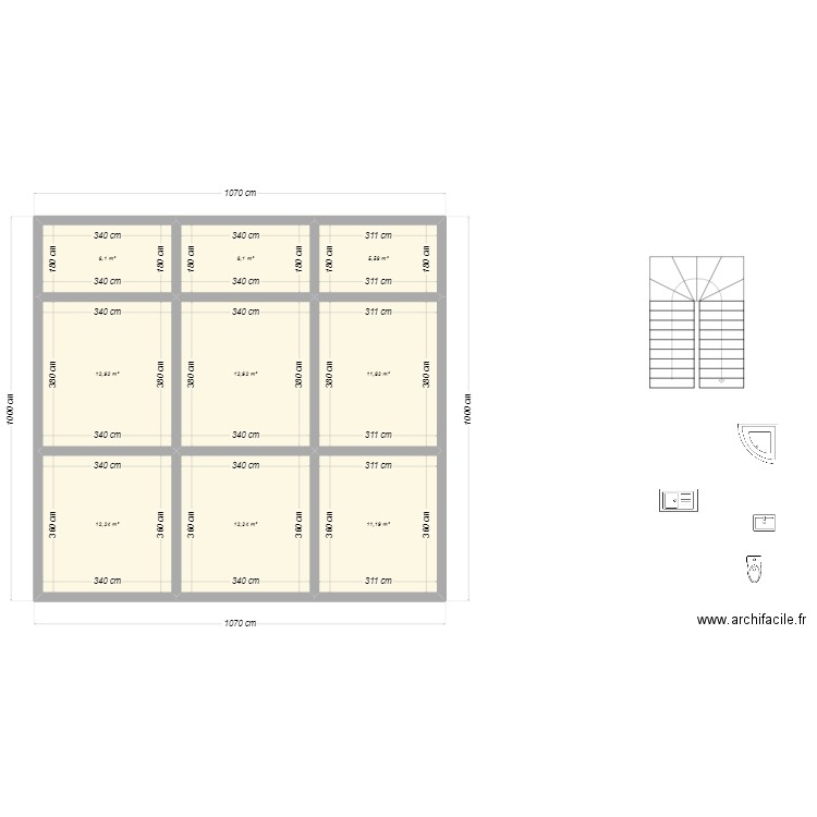 plan de structure. Plan de 9 pièces et 91 m2