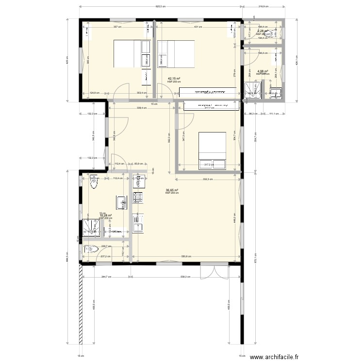 voisin 2. Plan de 5 pièces et 96 m2