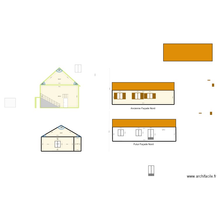 Facade maison . Plan de 7 pièces et 163 m2