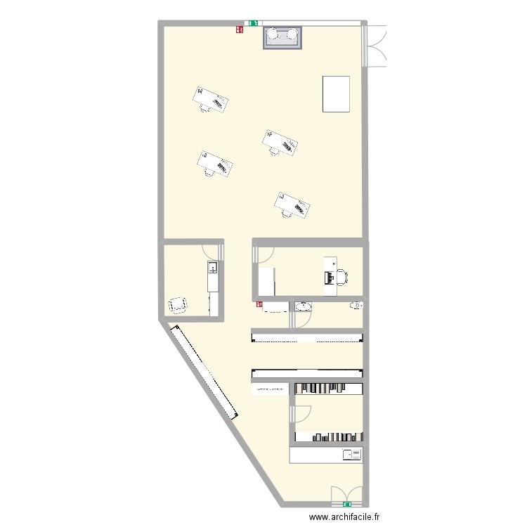 MAGASIN OC. Plan de 5 pièces et 189 m2