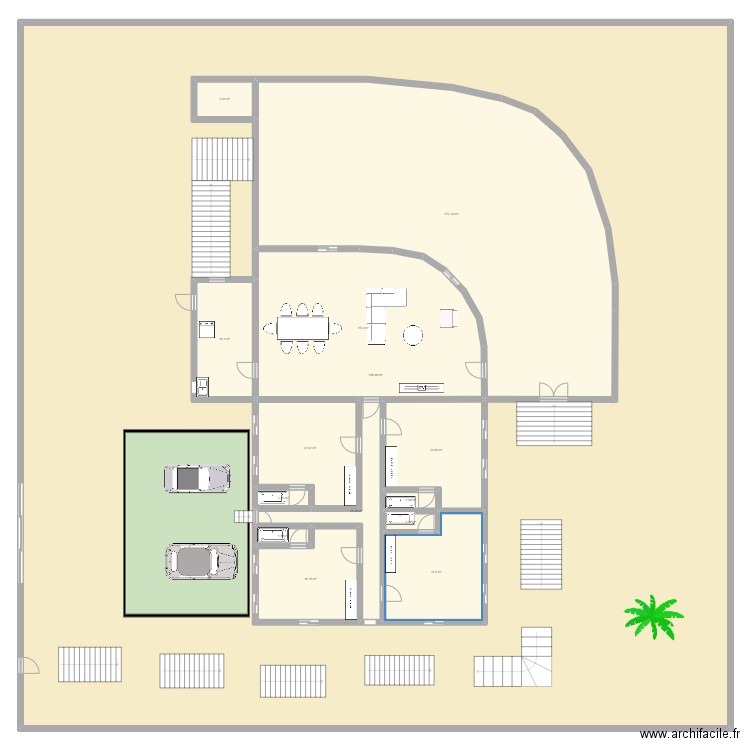 Plan. Plan de 14 pièces et 1608 m2