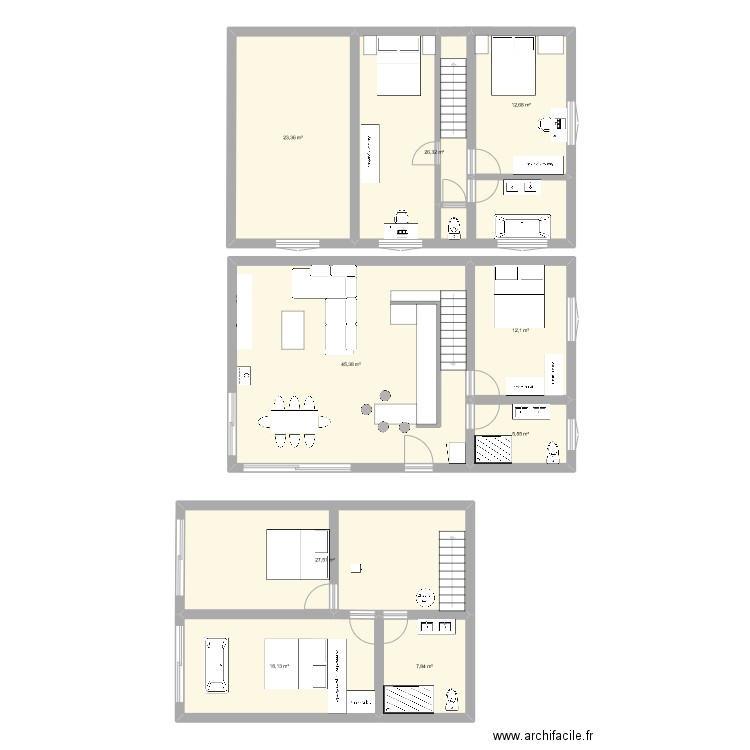 projet st remy . Plan de 9 pièces et 179 m2