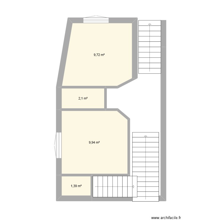 Anthouard rdc. Plan de 4 pièces et 23 m2