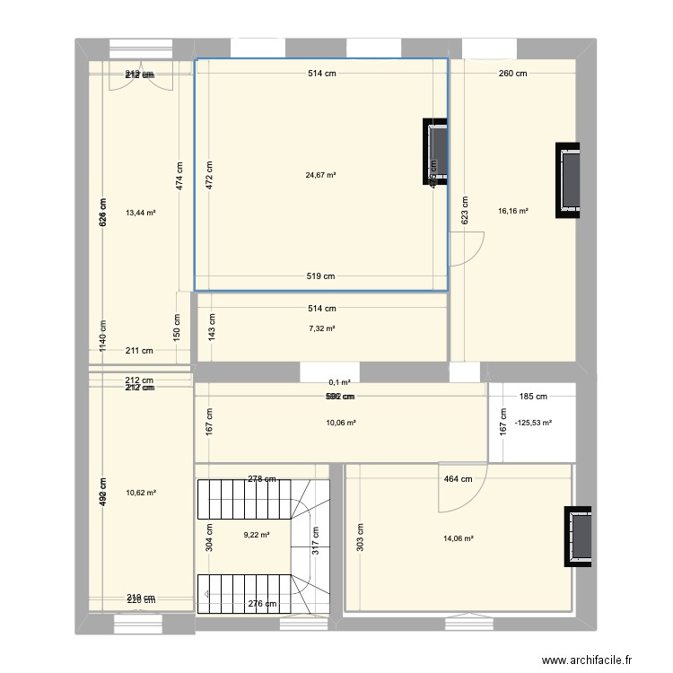 castelnau 1. Plan de 10 pièces et 109 m2