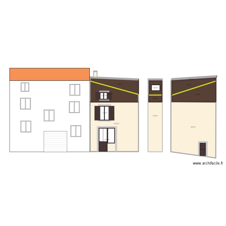 FACADE NOUVELLE VILLECHENEVE. Plan de 14 pièces et 86 m2