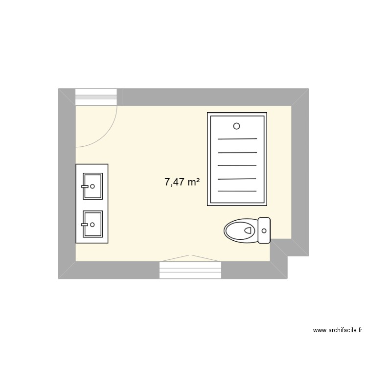 Plan SDB 1er. Plan de 1 pièce et 7 m2