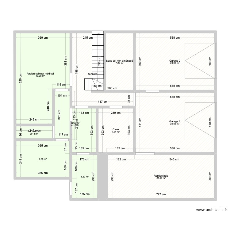 SOUS SOL ETEL. Plan de 12 pièces et 138 m2