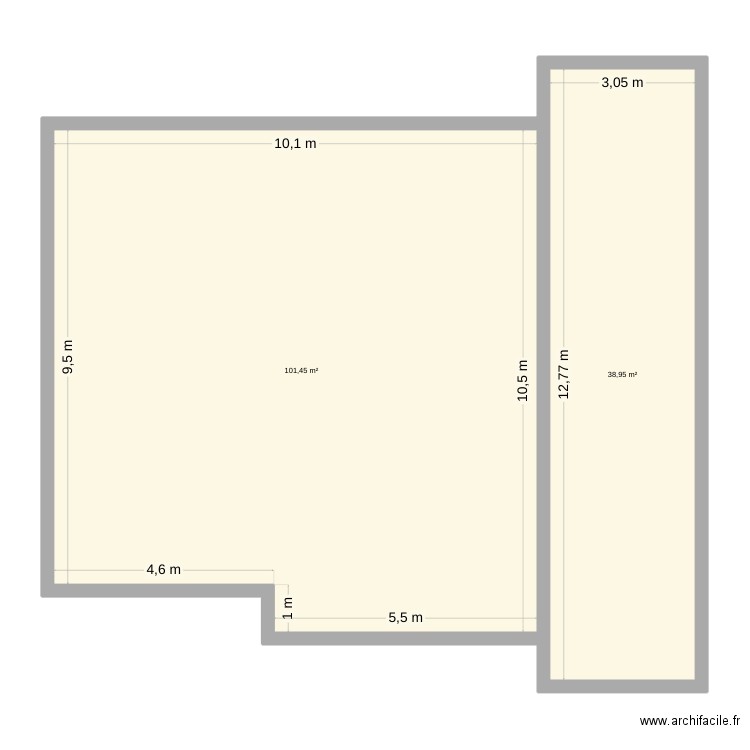 Plan structure 1. Plan de 2 pièces et 140 m2