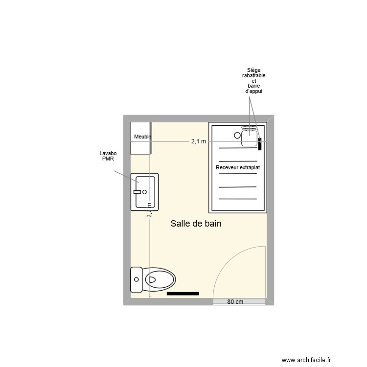 DORVILLERS Adaptation. Plan de 1 pièce et 6 m2