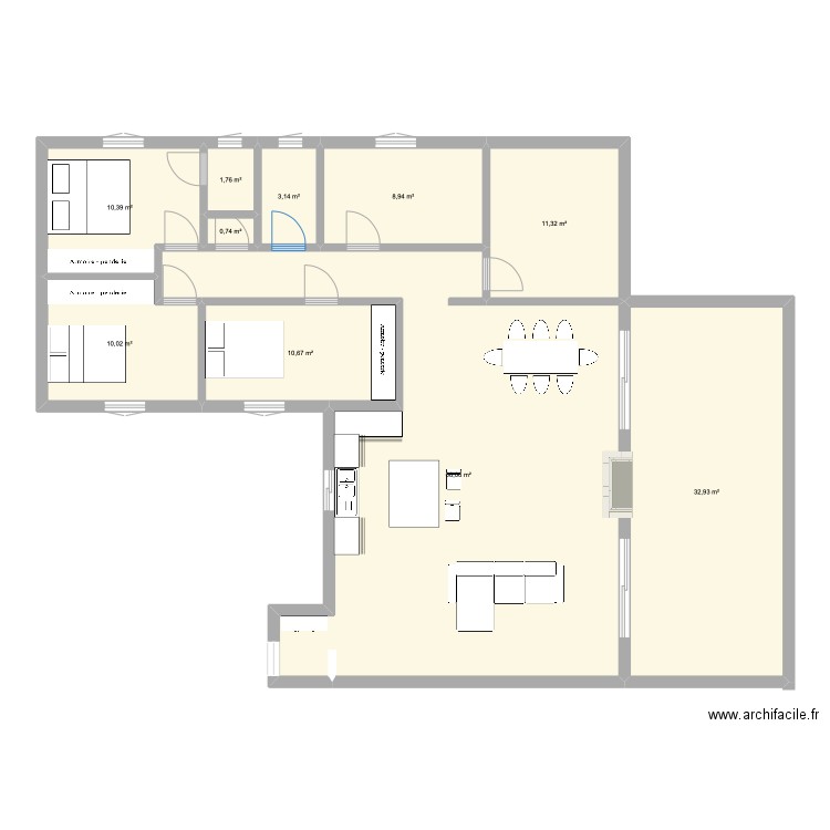 projet maison. Plan de 10 pièces et 158 m2