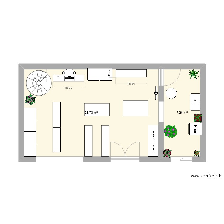 ADOC AMENAGEMENT. Plan de 2 pièces et 34 m2