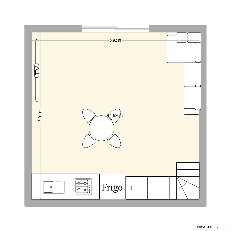 PIECE HAUTE RDC. Plan de 1 pièce et 35 m2