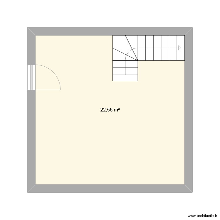 Romain. Plan de 1 pièce et 23 m2