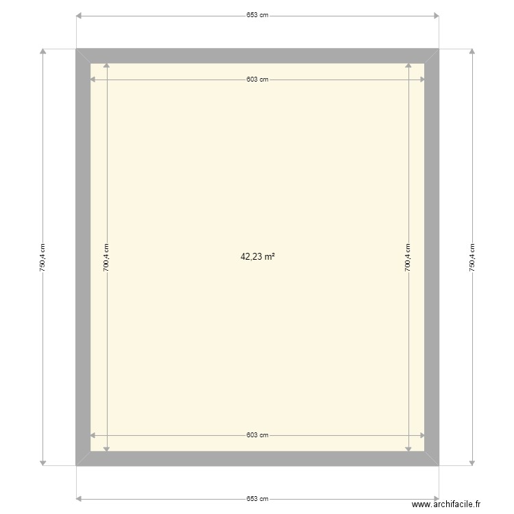 test . Plan de 1 pièce et 42 m2