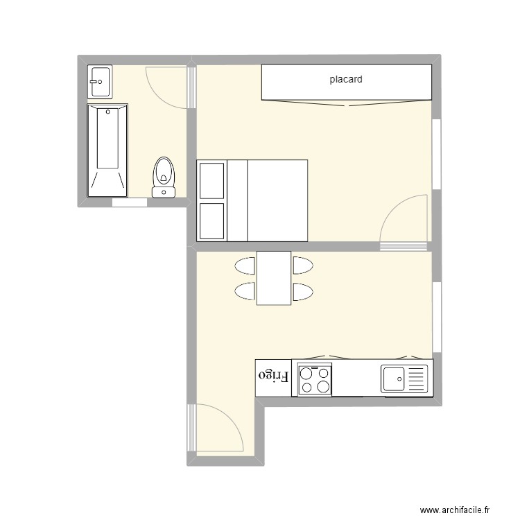 cindy0. Plan de 2 pièces et 27 m2