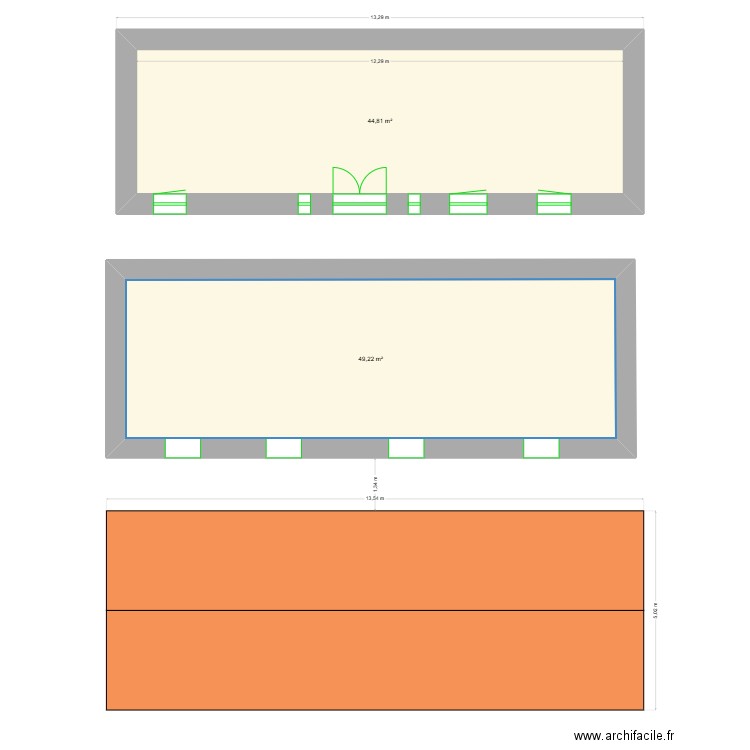 Gresse 2. Plan de 2 pièces et 94 m2