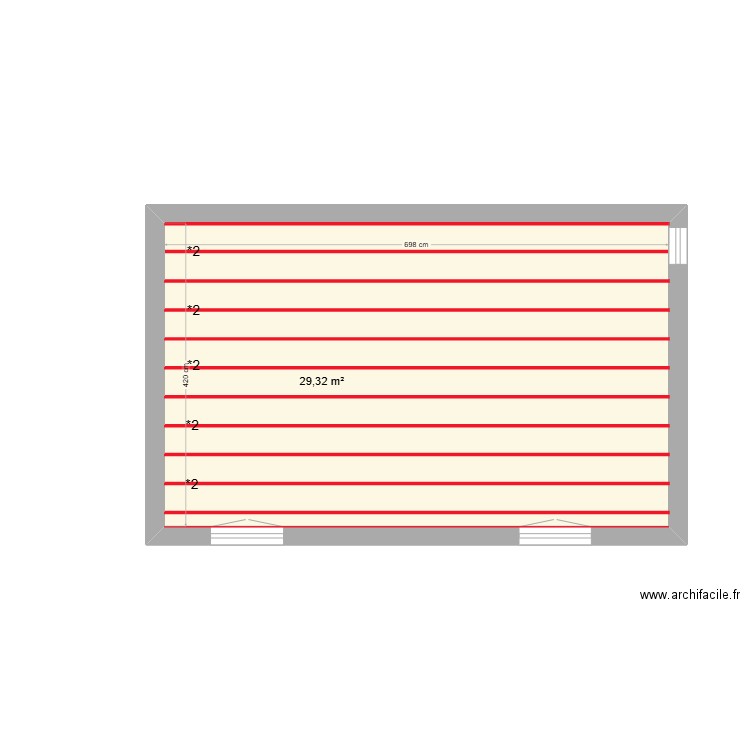 plan plancher lattes. Plan de 1 pièce et 29 m2