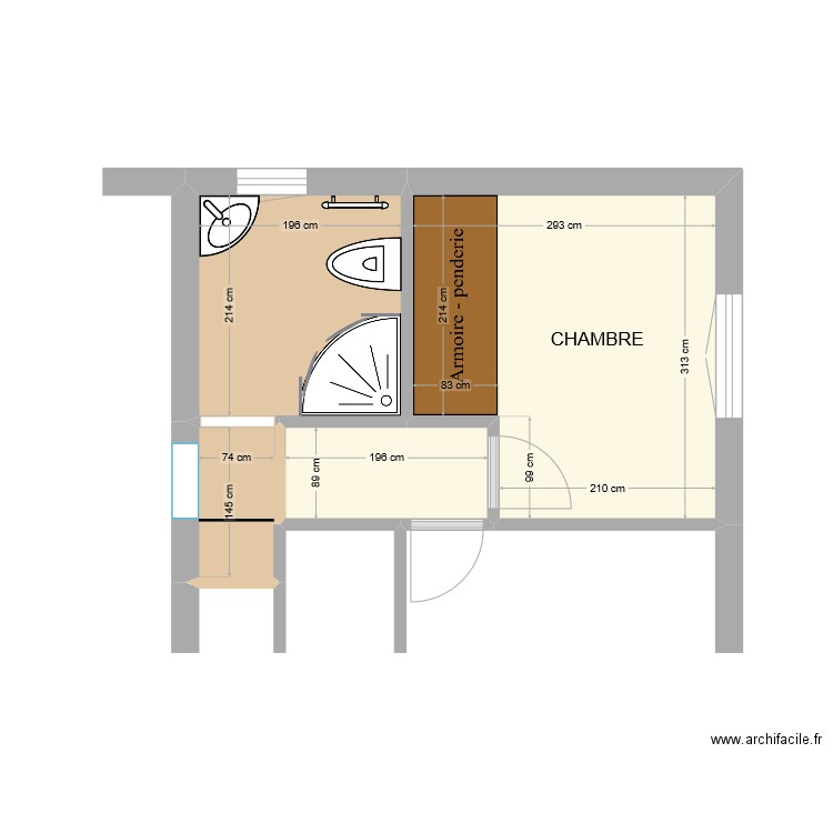 Salle de bain_03. Plan de 4 pièces et 15 m2