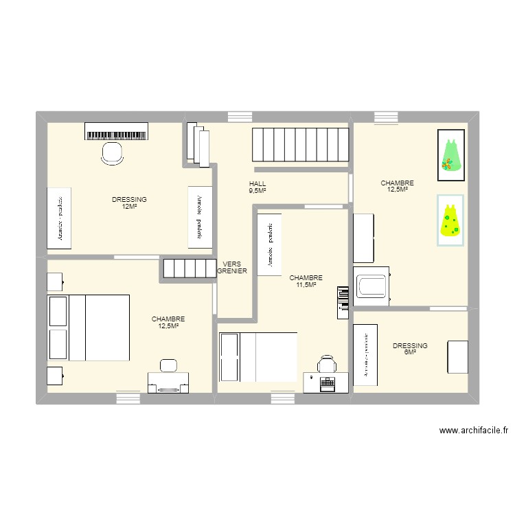 SABLONNIERE ETAGE 2. Plan de 7 pièces et 63 m2