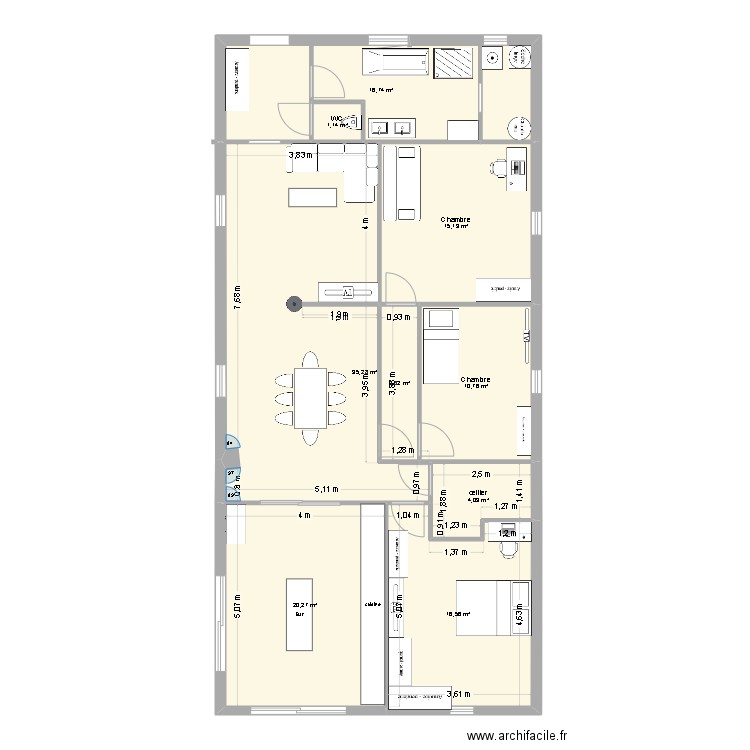 maison1. Plan de 9 pièces et 124 m2