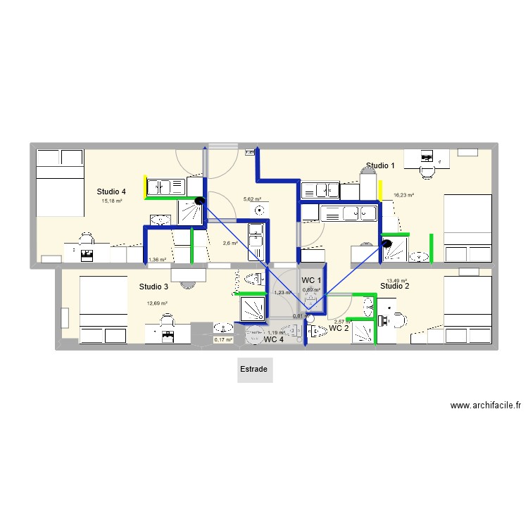 CG ST HERBLAIN CHARENTE V5 PLACO. Plan de 13 pièces et 73 m2