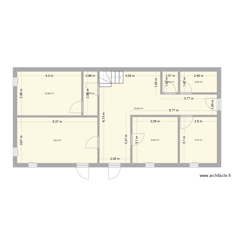 1er vélines 78 m2. Plan de 8 pièces et 78 m2