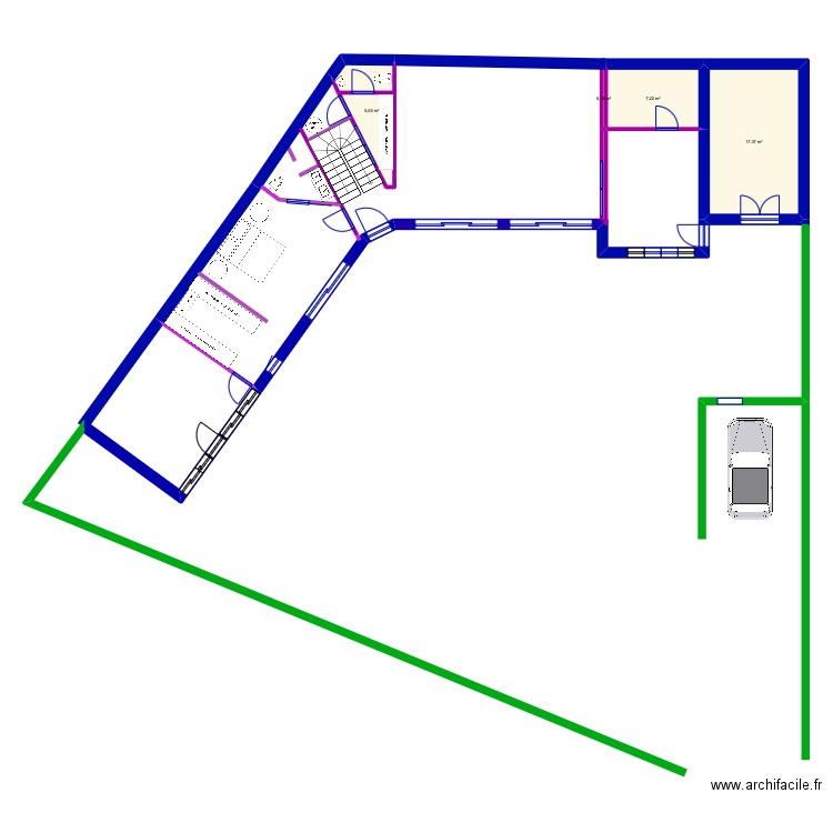 le clos. Plan de 2 pièces et 33 m2