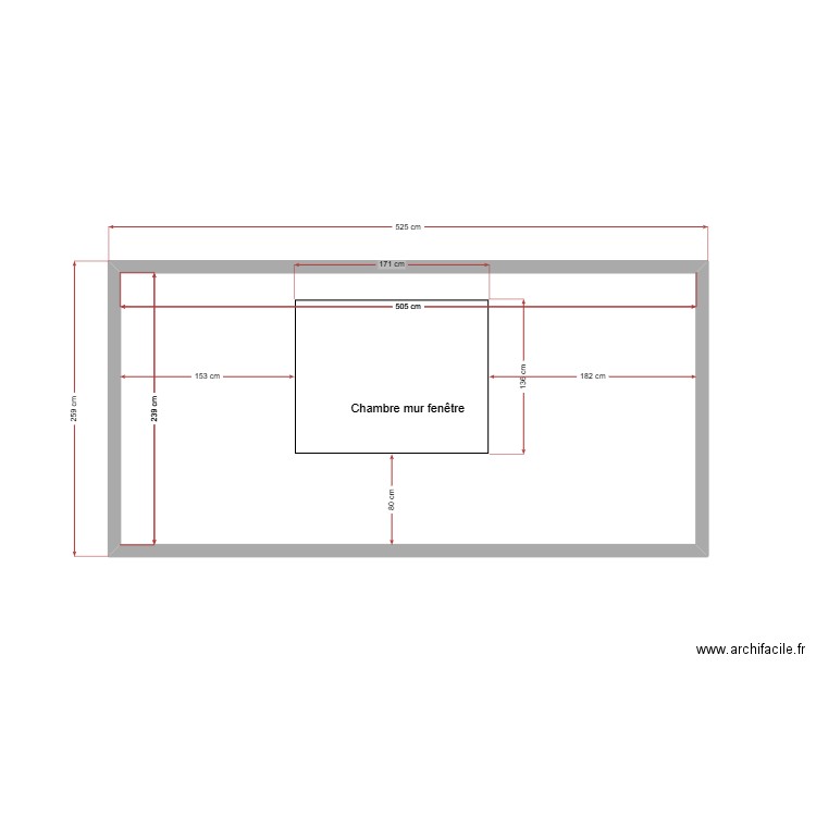 Chambre parentale mur fenêtre 2025.01.18. Plan de 1 pièce et 12 m2