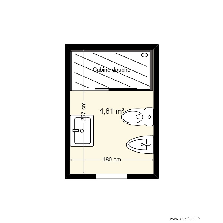 SDB Halima. Plan de 1 pièce et 5 m2