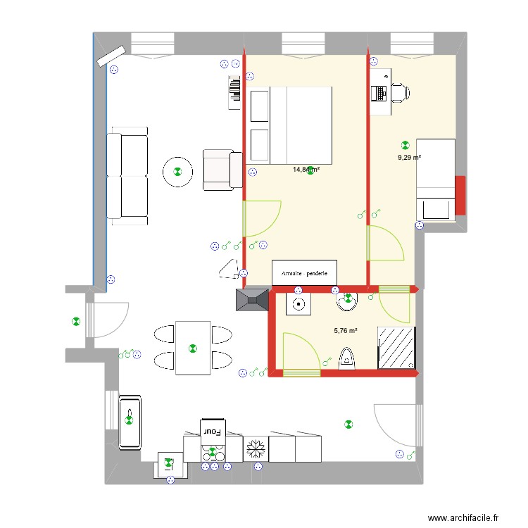 Le Logis projet elect. Plan de 3 pièces et 30 m2