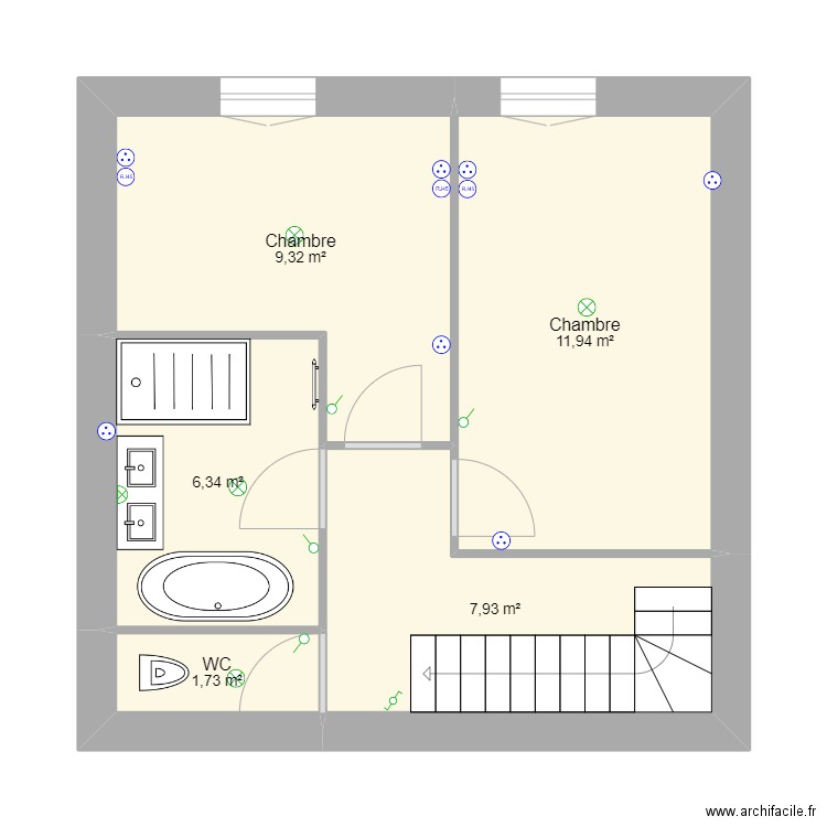 Etage 1. Plan de 5 pièces et 37 m2