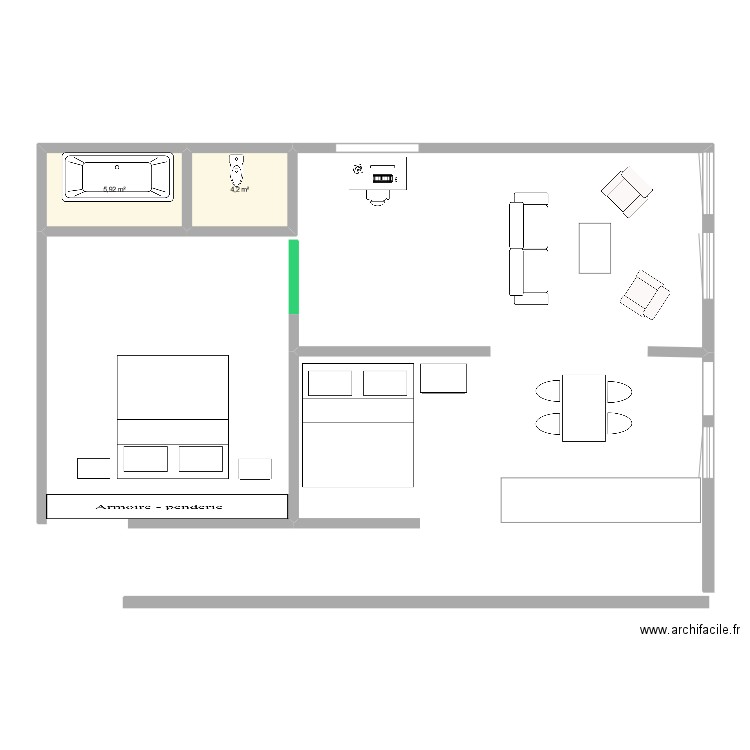 valtho. Plan de 2 pièces et 10 m2