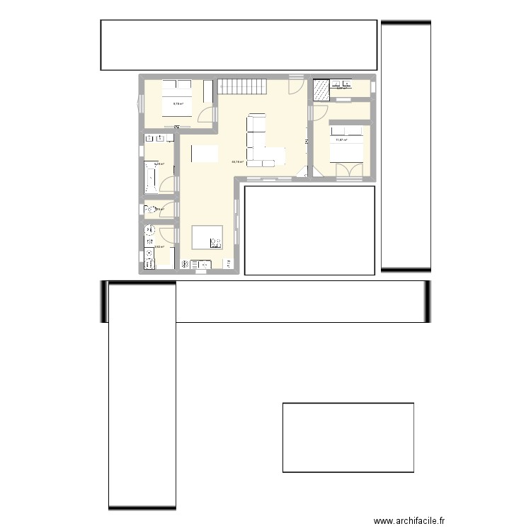 maison 2. Plan de 7 pièces et 80 m2